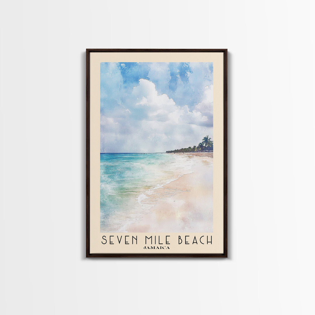 Seven Mile Beach, Jamaica Watercolor Print, Vacation Gift, Jamaica Wall Art, Vacation Wall Art, Vacatation Memories, Beach Decor, Beach Or Lakehouse Art