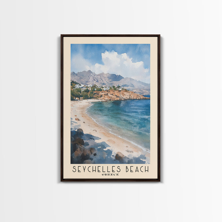 Seychelles Beach, Greece Watercolor Print, Vacation Gift, Greece Wall Art, Beach Painting, Beach Decor, Beach Or Lakehouse Art