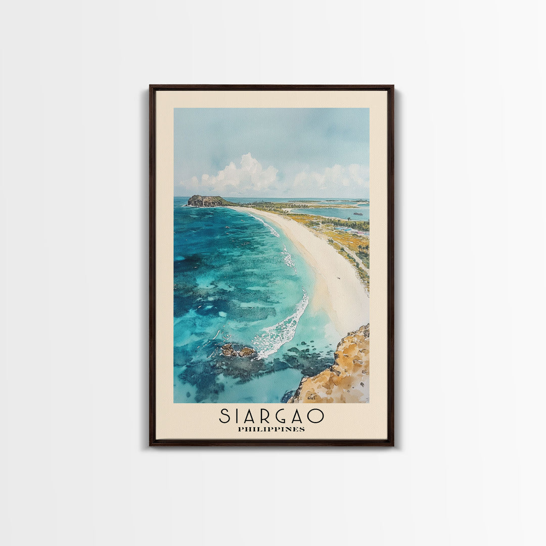 Siargao, Philippines Watercolor Print, Vacation Gift, Philippines Wall Art, Beach Painting, Beach Decor, Large Wall Art, Wood Frame Art