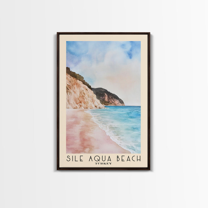 Sile Aqua Beach, Turkey Watercolor Beach Print, Vacation Gift, Turkey Wall Art, Beach Painting, Beach Decor, Beach Painting