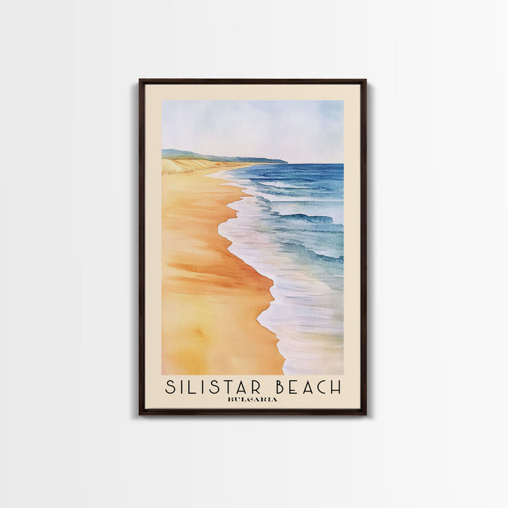 Silistar Beach, Bulgaria Watercolor Beach Print, Vacation Gift, Bulgaria Wall Art, Framed Canvas Print, Framed Beach Painting