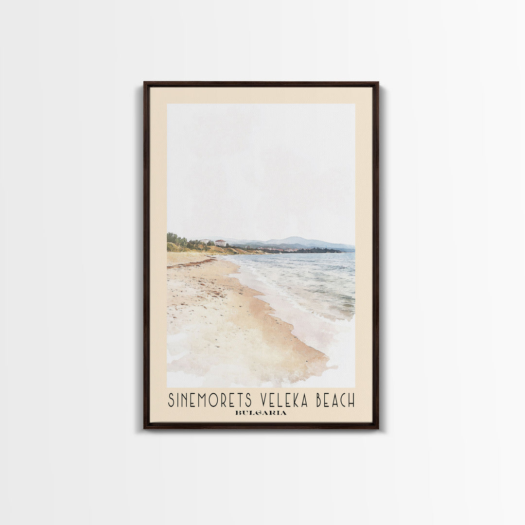 Sinemorets Veleka Beach, Bulgaria Watercolor Print, Vacation Gift, Bulgaria Wall Art, Beach Painting, Beach Decor, Large Wall Art, Wood Frame Art