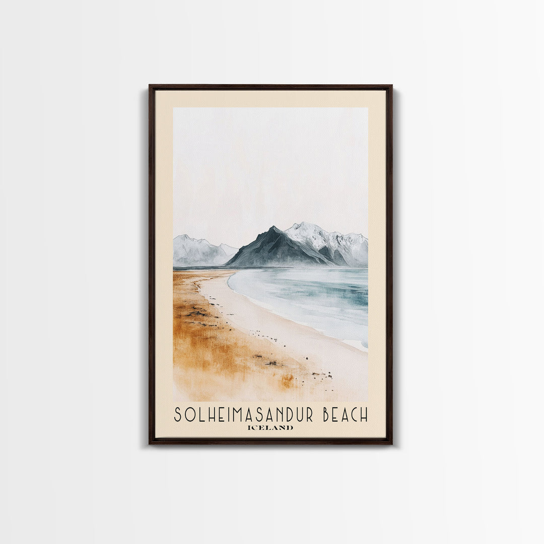 Solheimasandur Beach, Iceland Watercolor Print, Vacation Gift, Iceland Wall Art, Beach Painting, Beach Decor, Large Wall Art, Wood Frame Art