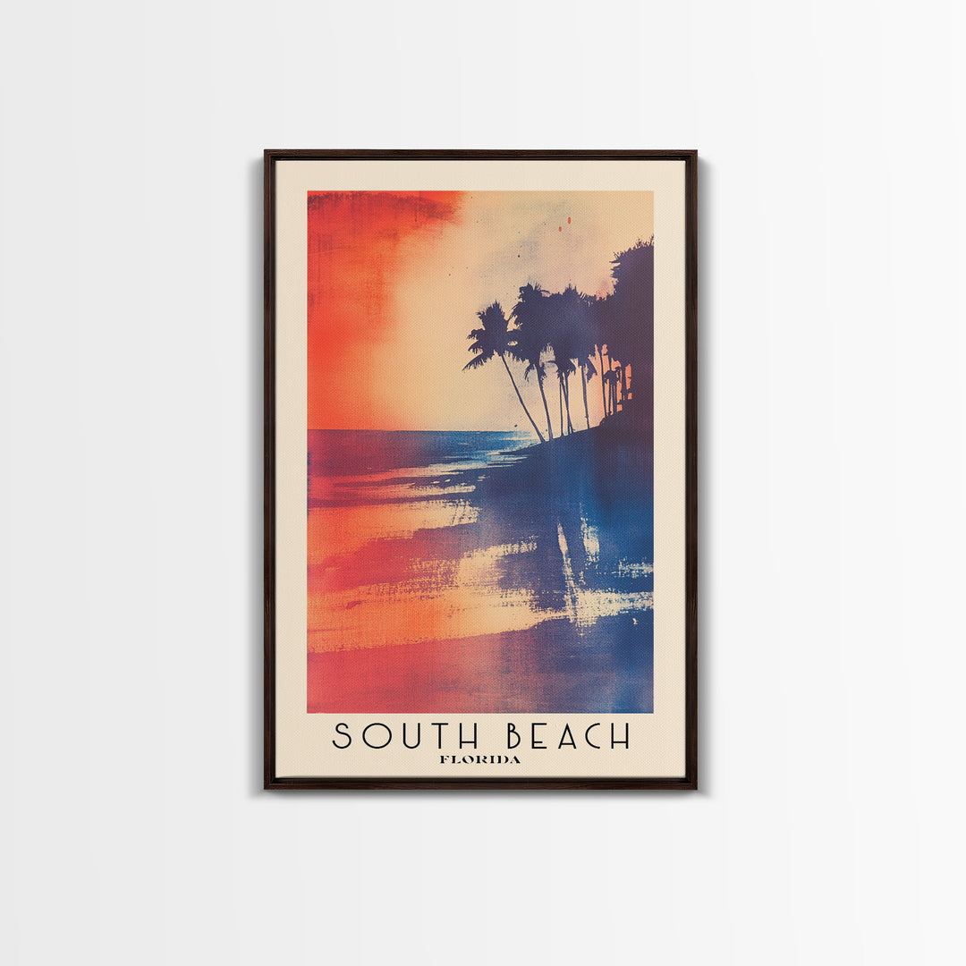 South Beach, Florida Watercolor Print, Vacation Gift, Florida Wall Art, Beach Painting, Beach Decor, Large Wall Art, Wood Frame Art