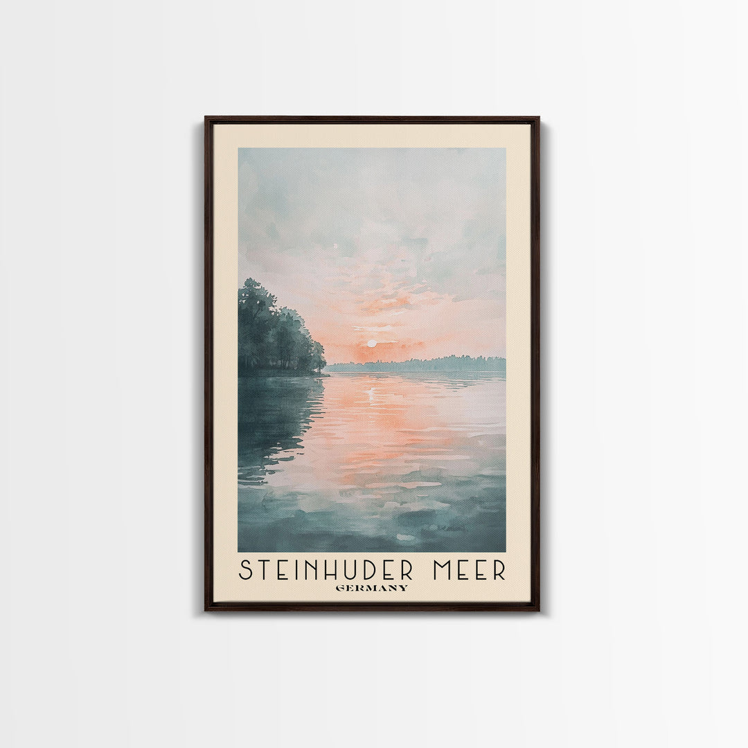 Steinhuder Meer, Germany Watercolor Beach Print, Vacation Gift, Germany Wall Art, Framed Canvas Print, Framed Beach Painting