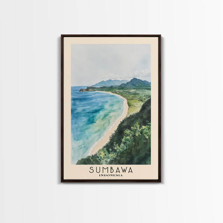 Sumbawa, Indonesia Watercolor Beach Print, Vacation Gift, Indonesia Wall Art, Beach Painting, Beach Decor, Beach Painting