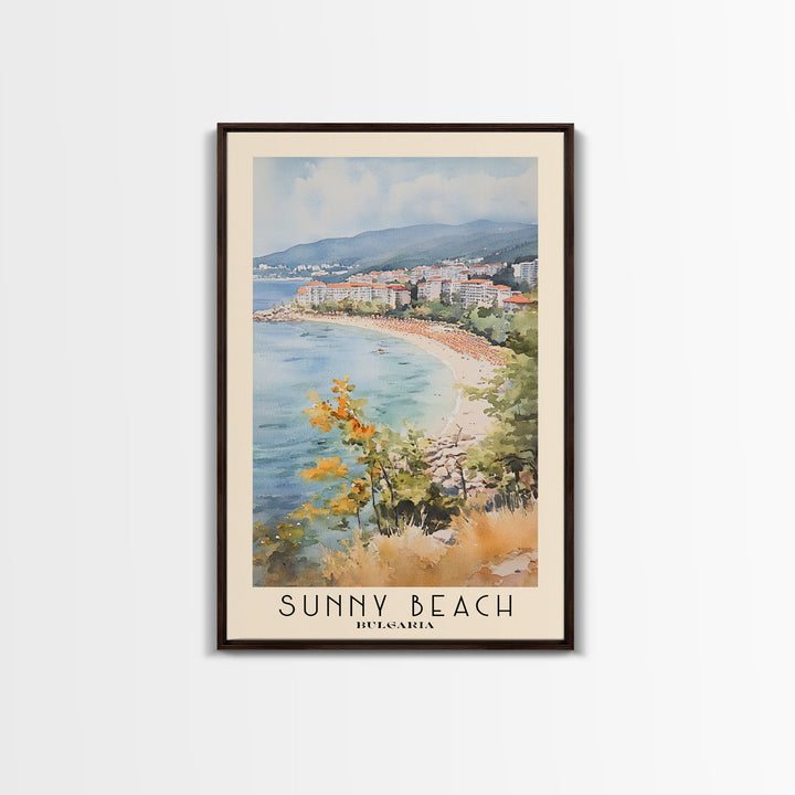 Sunny Beach, Bulgaria Watercolor Print, Vacation Gift, Bulgaria Wall Art, Beach Painting, Beach Decor, Beach Or Lakehouse Art