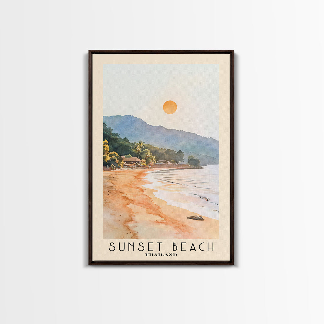 Sunset Beach, Thailand Watercolor Beach Print, Vacation Gift, Thailand Wall Art, Beach Painting, Beach Decor, Beach Painting