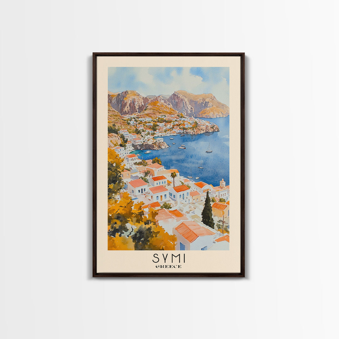 Symi, Greece Watercolor Beach Print, Vacation Gift, Greece Wall Art, Beach Painting, Beach Decor, Beach Painting