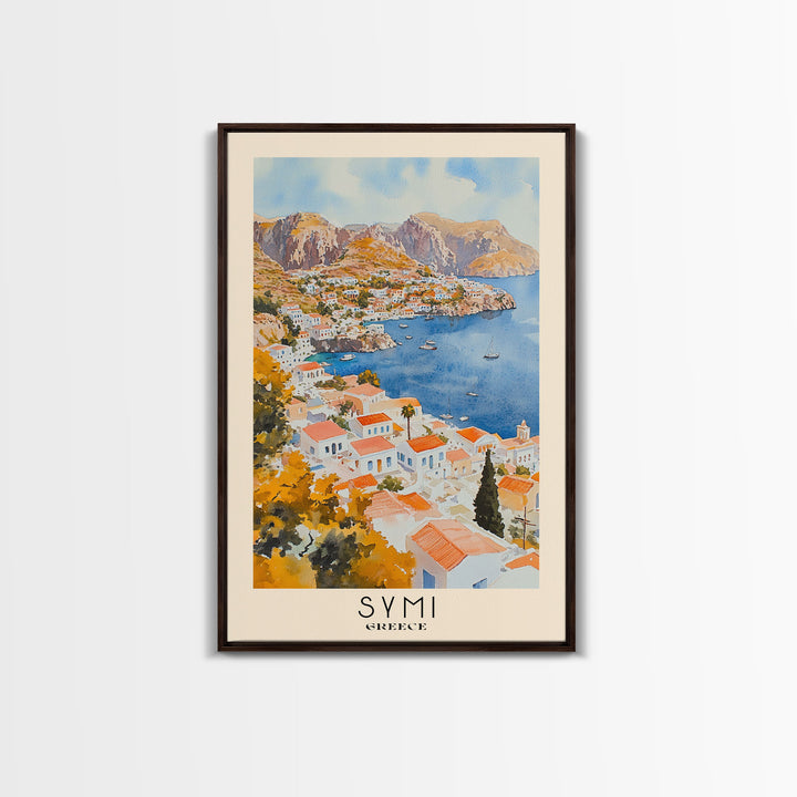 Symi, Greece Watercolor Beach Print, Vacation Gift, Greece Wall Art, Beach Painting, Beach Decor, Beach Painting