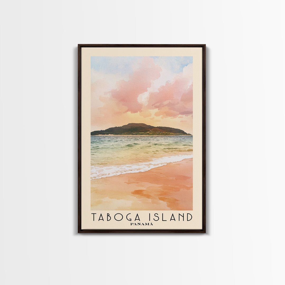 Taboga Island, Panamá Watercolor Beach Print, Vacation Gift, Panamá Wall Art, Framed Canvas Print, Framed Beach Painting