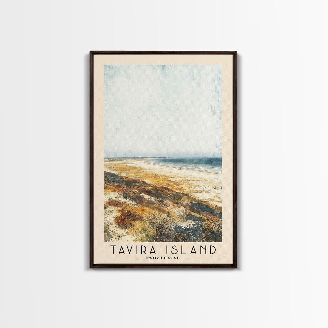 Tavira Island, Portugal Watercolor Beach Print, Vacation Gift, Portugal Wall Art, Beach Painting, Beach Decor, Beach Painting