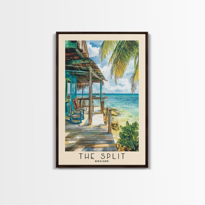 The Split, Belize Watercolor Beach Print, Vacation Gift, Belize Wall Art, Beach Painting, Beach Decor, Beach Painting