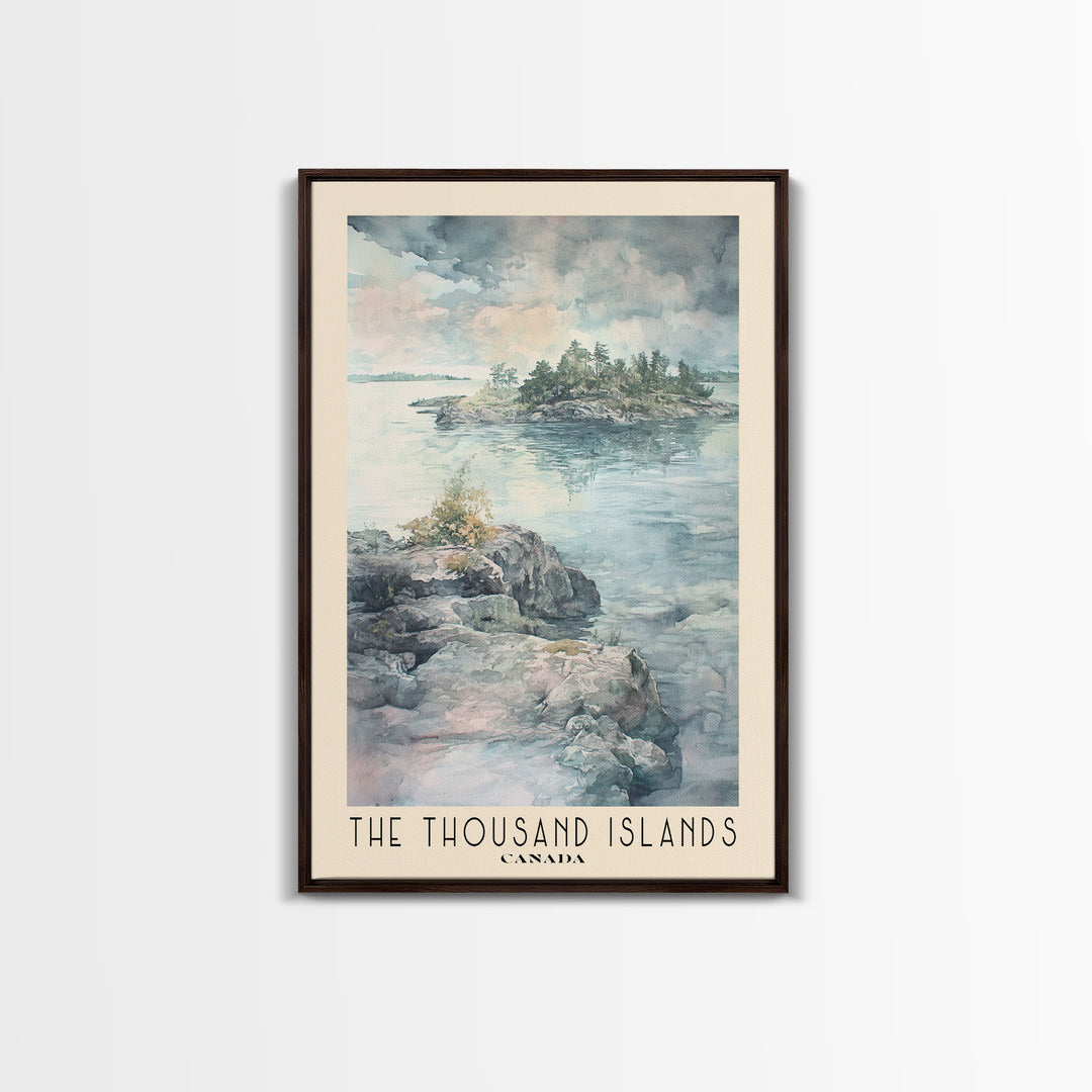 The Thousand Islands, Canada Watercolor Print, Vacation Gift, Canada Wall Art, Beach Painting, Beach Decor, Large Wall Art, Wood Frame Art