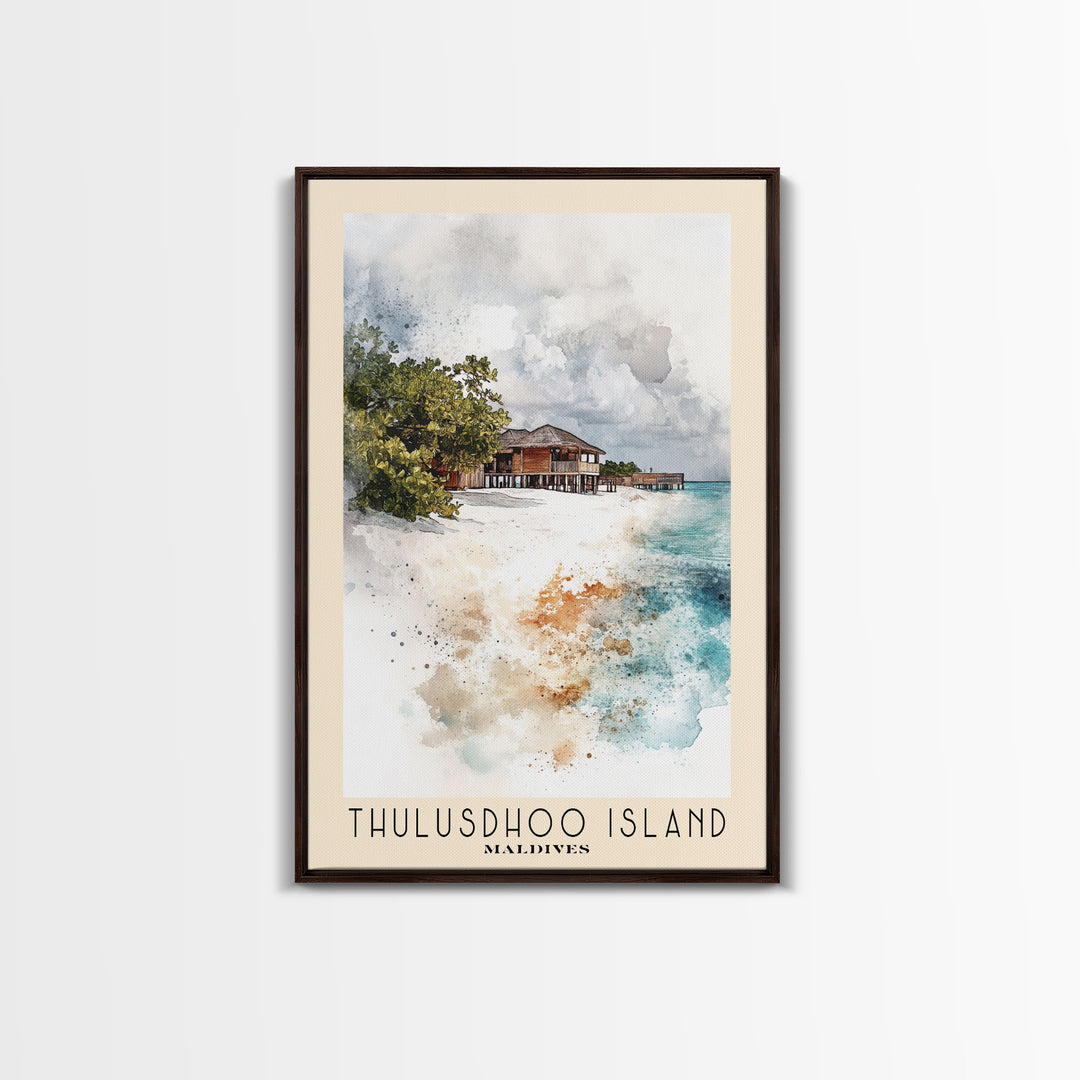 Thulusdhoo Island, Maldives Watercolor Print, Vacation Gift, Maldives Wall Art, Beach Painting, Beach Decor, Beach Or Lakehouse Art