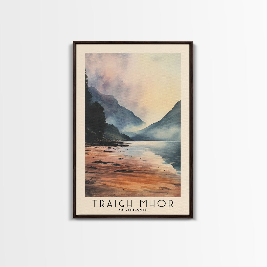 Traigh Mhor, Scotland Watercolor Beach Print, Vacation Gift, Scotland Wall Art, Framed Canvas Print, Framed Beach Painting