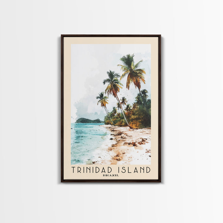 Trinidad Island, Brazil Watercolor Print, Vacation Gift, Brazil Wall Art, Beach Painting, Beach Decor, Large Wall Art, Wood Frame Art