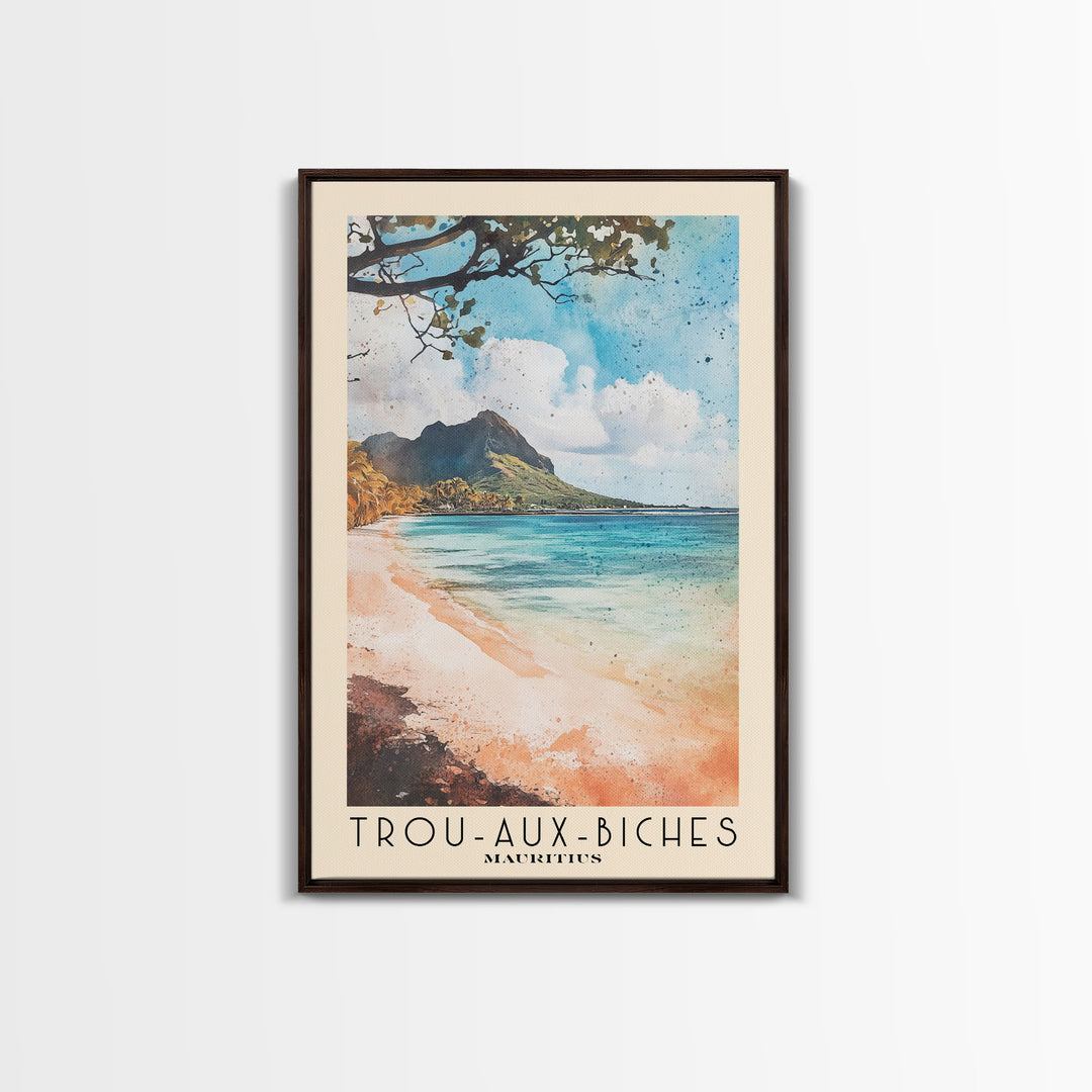 Trou-aux-Biches, Mauritius Watercolor Beach Print, Vacation Gift, Mauritius Wall Art, Beach Painting, Beach Decor, Beach Painting