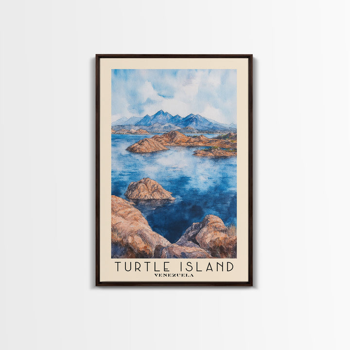 Turtle Island, Venezuela Watercolor Beach Print, Vacation Gift, Venezuela Wall Art, Beach Painting, Beach Decor, Beach Painting