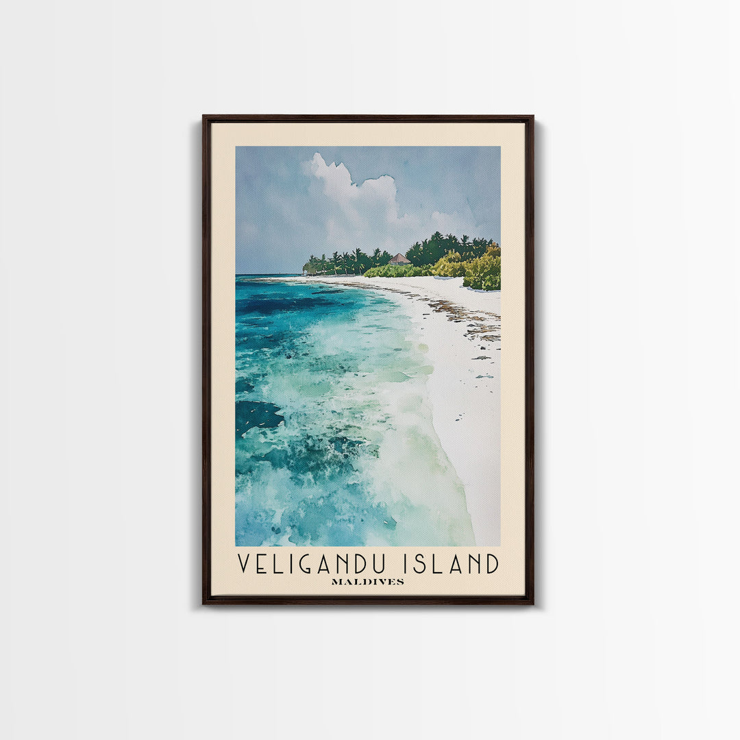 Veligandu Island, Maldives Watercolor Beach Print, Vacation Gift, Maldives Wall Art, Beach Painting, Beach Decor, Beach Painting