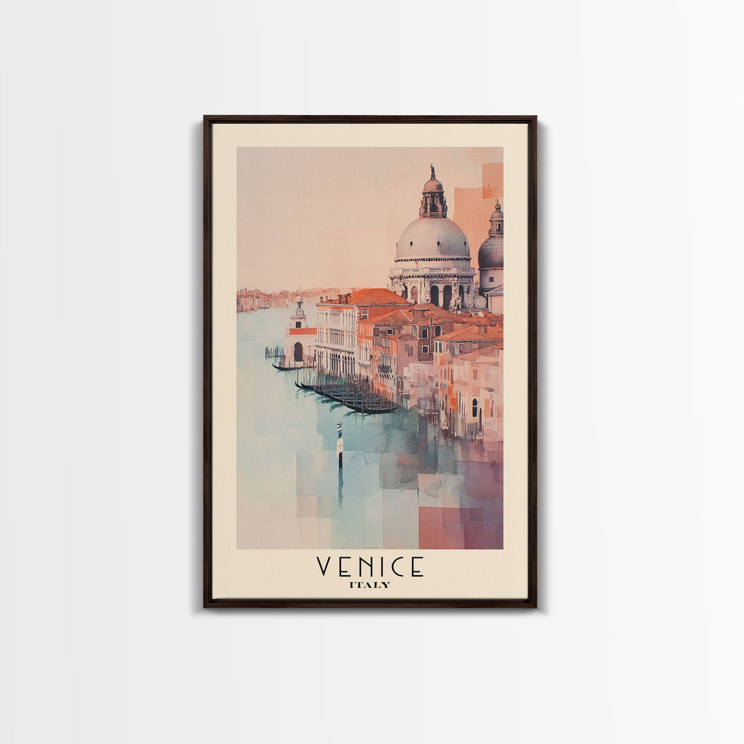 Venice, Italy Watercolor Beach Print, Vacation Gift, Italy Wall Art, Framed Canvas Print, Framed Beach Painting