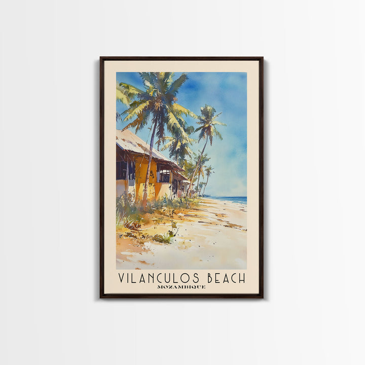 Vilanculos Beach, Mozambique Watercolor Print, Vacation Gift, Mozambique Wall Art, Beach Painting, Beach Decor, Large Wall Art, Wood Frame Art