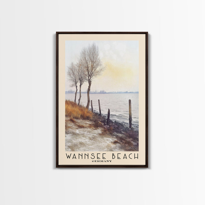 Wannsee Beach, Germany Watercolor Print, Vacation Gift, Germany Wall Art, Beach Painting, Beach Decor, Beach Or Lakehouse Art