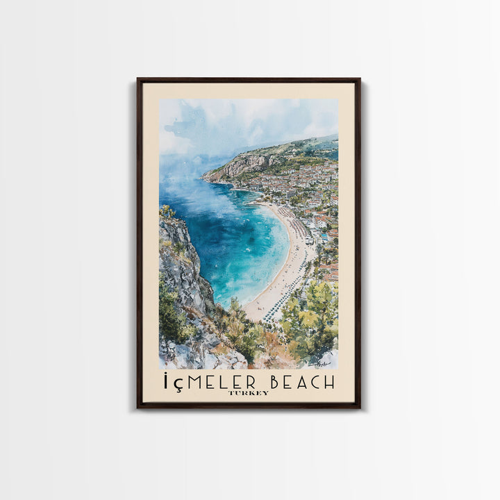 İçmeler Beach, Turkey Watercolor Beach Print, Vacation Gift, Turkey Wall Art, Beach Painting, Beach Decor, Beach Painting