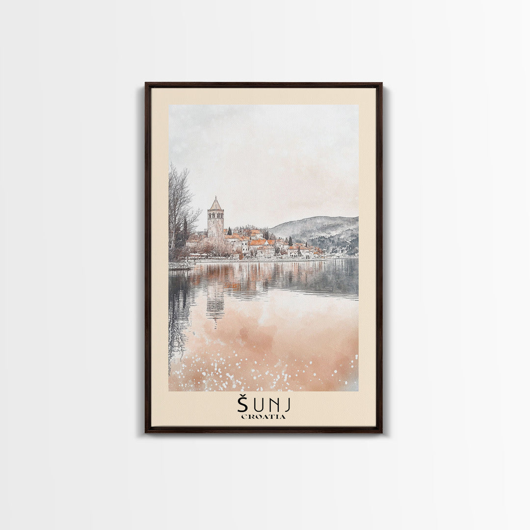 Šunj, Croatia Watercolor Print, Vacation Gift, Croatia Wall Art, Vacation Wall Art, Vacatation Memories, Beach Decor, Beach Or Lakehouse Art