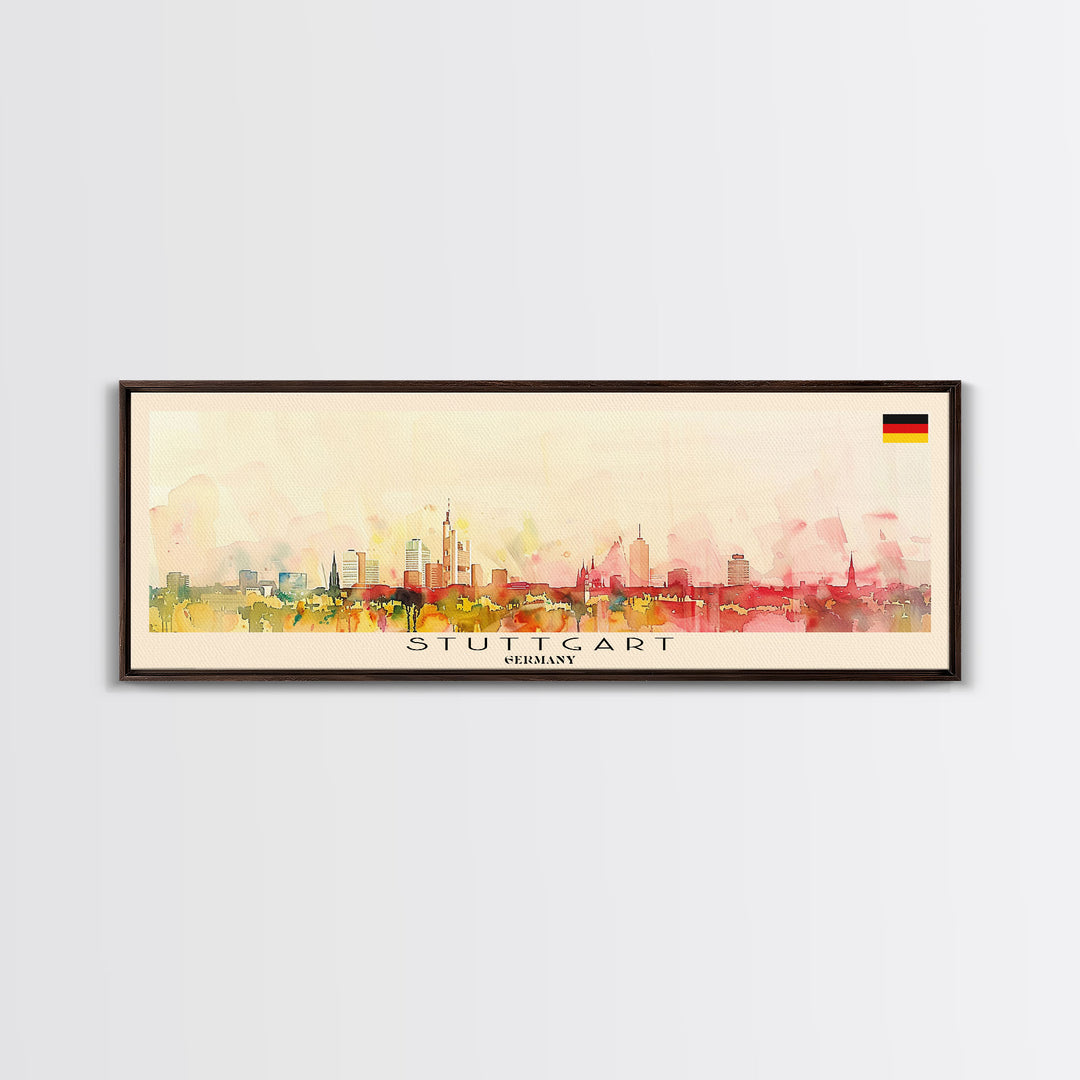 Stuttgart Germany Wall Art, Panoramic Travel Poster, Panoramic Framed Canvas Print, City Wall Art, Wall Hanging Home Decor, Travel Art