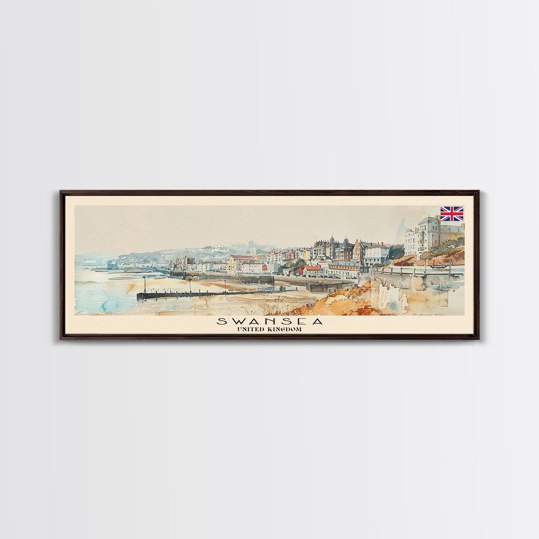 Swansea United Kingdom Wall Art, Panoramic Travel Poster, Panoramic Framed Canvas Print, City Wall Art, Wall Hanging Home Decor, Travel Art