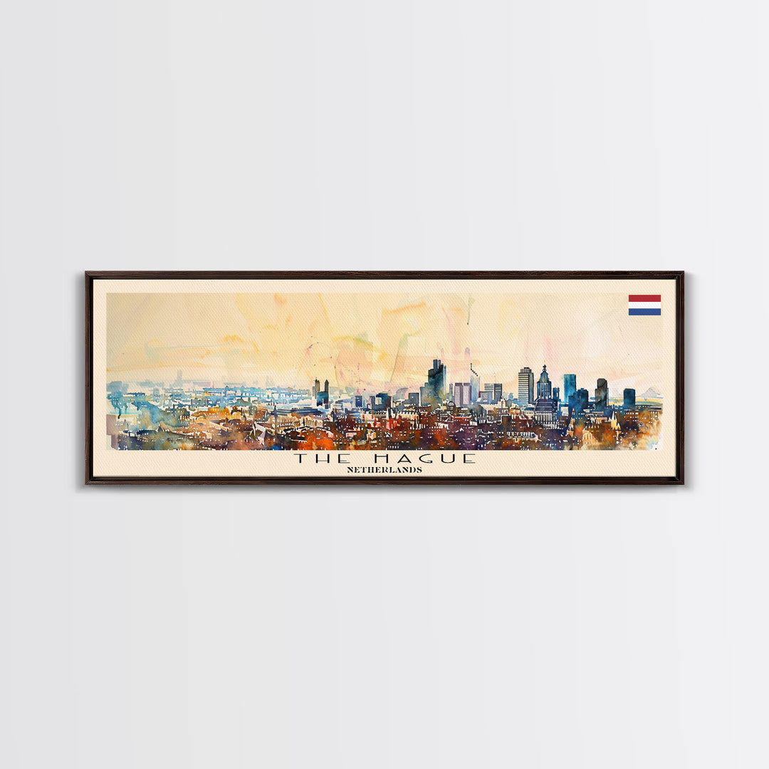 The Hague Netherlands Travel Print Wall Art, Panoramic City Art, Travel Art, Wall Decor, Vacation Gift, Framed Canvas Print Or Metal Art