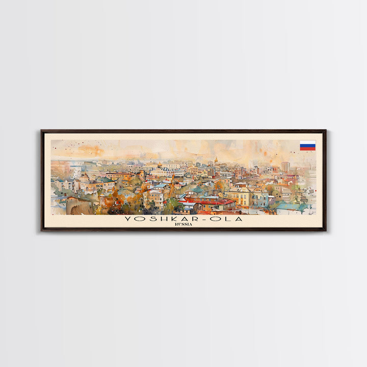 Yoshkar Ola Russia Panoramic Travel Poster, Framed Canvas Print or Metal Wall Art, Travel Art, Home Decor, Panoramic Painting, Midcentury Art