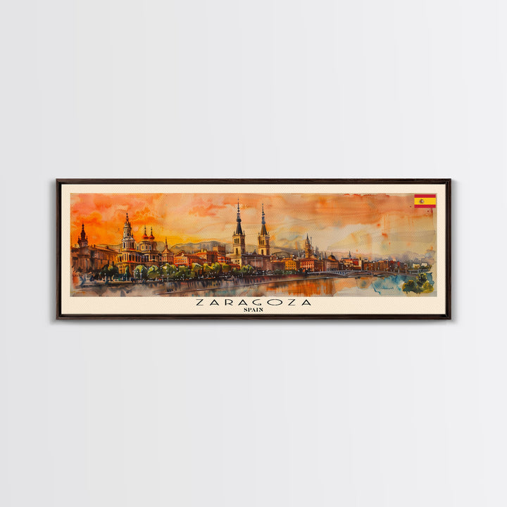 Zaragoza Spain Wall Art, Panoramic Travel Poster, Panoramic Framed Canvas Print, City Wall Art, Wall Hanging Home Decor, Travel Art