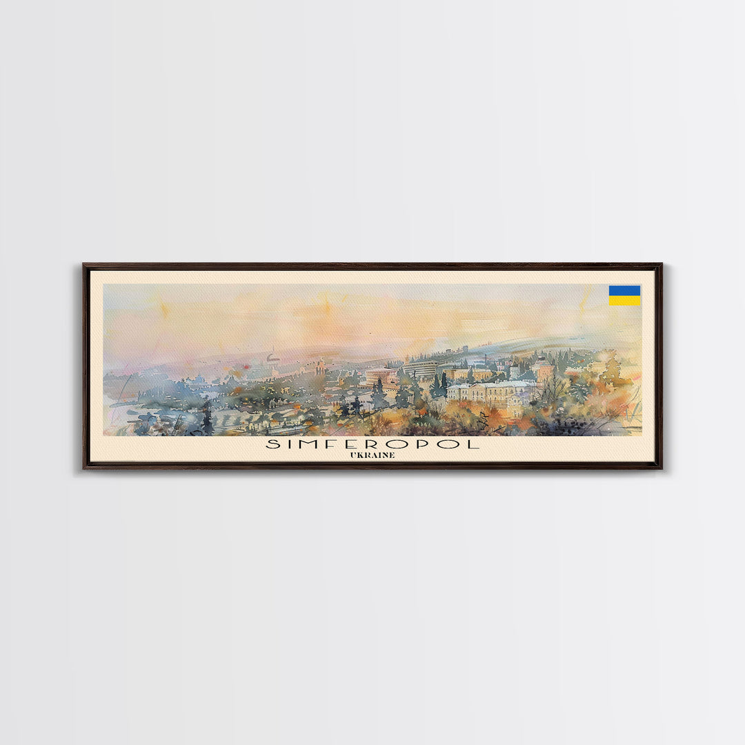 Simferopol Ukraine Panoramic Travel Poster, Framed Canvas Print or Metal Wall Art, Travel Art, Home Decor, Panoramic Painting, Midcentury Art