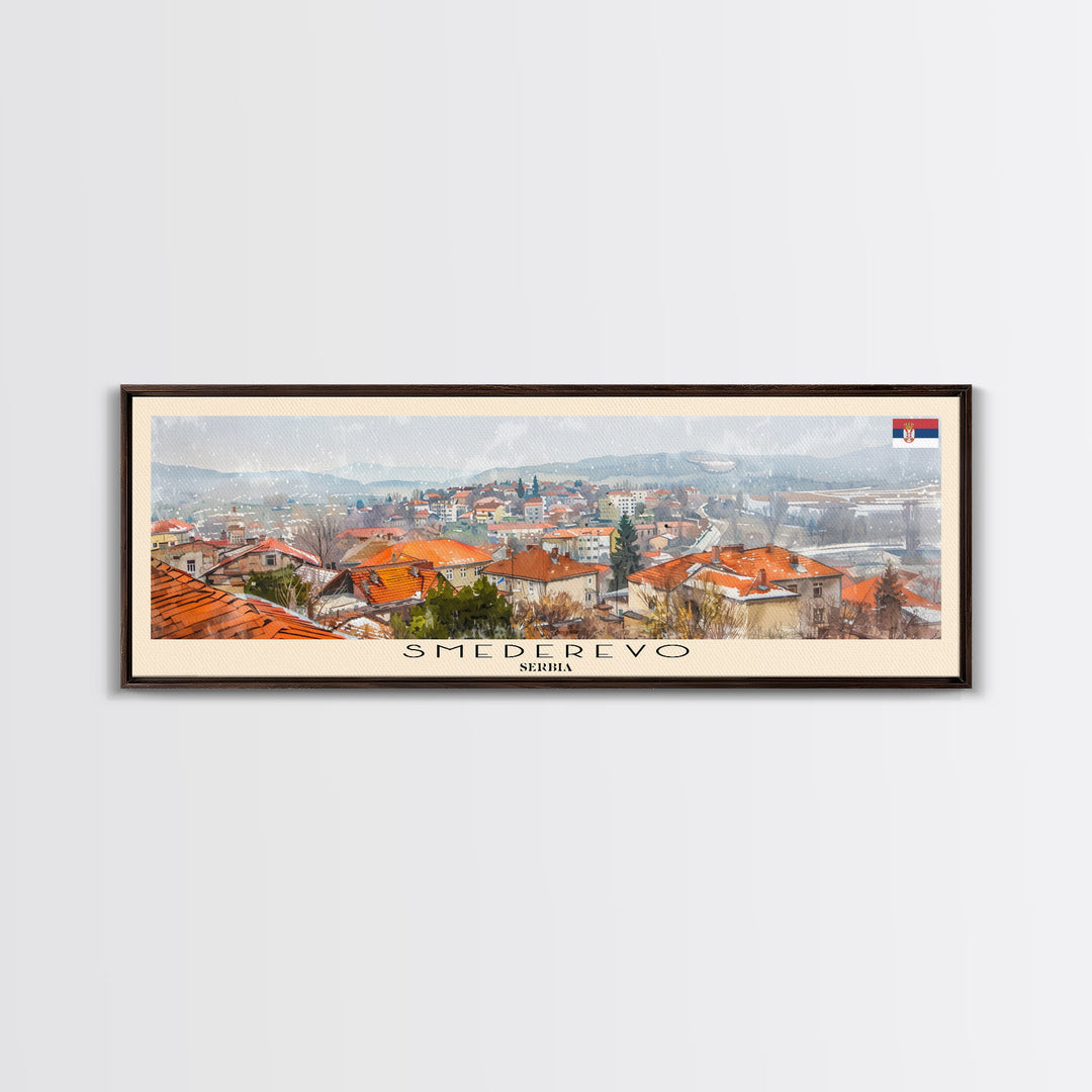 Smederevo Serbia Travel Print Wall Art, Panoramic City Art, Travel Art, Wall Decor, Vacation Gift, Framed Canvas Print Or Metal Art