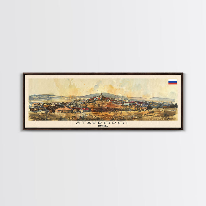 Stavropol Russia Panoramic Travel Poster, Framed Canvas Print or Metal Wall Art, Travel Art, Home Decor, Panoramic Painting, Midcentury Art