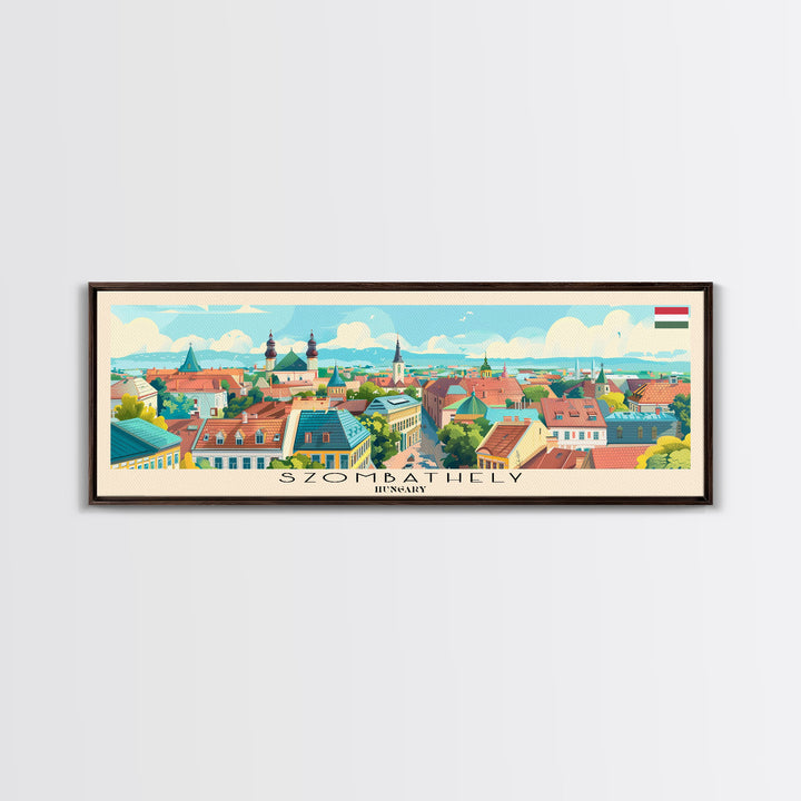 Szombathely Hungary Travel Print Wall Art, Panoramic City Art, Travel Art, Wall Decor, Vacation Gift, Framed Canvas Print Or Metal Art