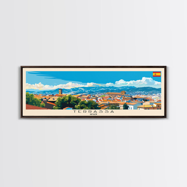 Terrassa Spain Wall Art, Panoramic Travel Poster, Panoramic Framed Canvas Print, City Wall Art, Wall Hanging Home Decor, Travel Art