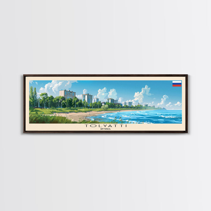 Tolyatti Russia Panoramic Travel Poster, Framed Canvas Print or Metal Wall Art, Travel Art, Home Decor, Panoramic Painting, Midcentury Art