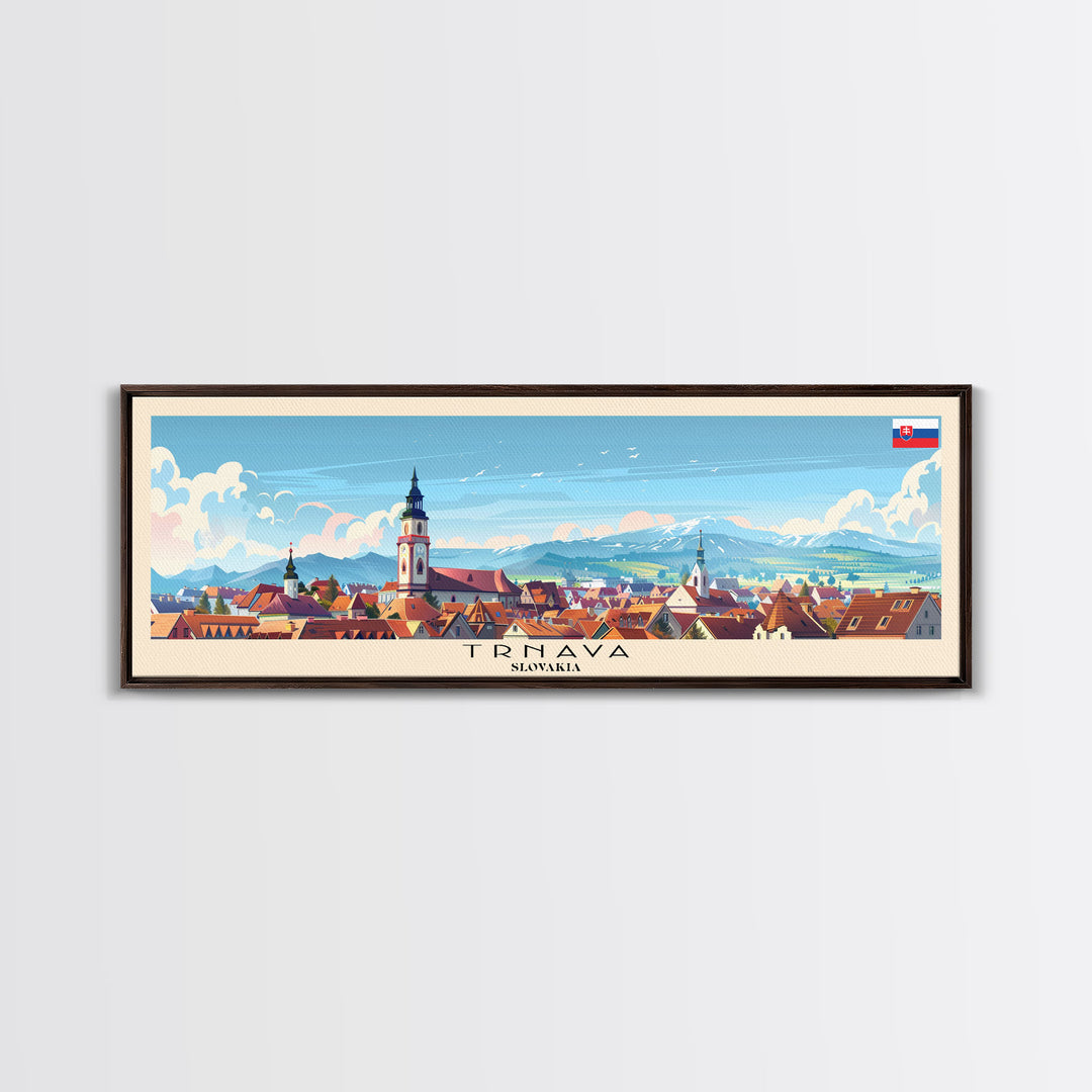 Trnava Slovakia Wall Art, Panoramic Travel Poster, Panoramic Framed Canvas Print, City Wall Art, Wall Hanging Home Decor, Travel Art