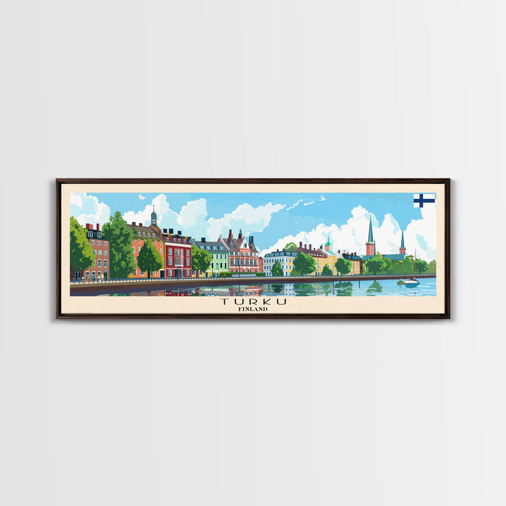 Turku Finland Wall Art, Panoramic Travel Poster, Panoramic Framed Canvas Print, City Wall Art, Wall Hanging Home Decor, Travel Art