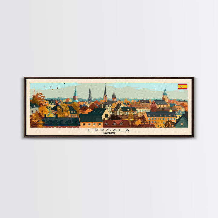 Uppsala Sweden Wall Art, Panoramic Travel Poster, Panoramic Framed Canvas Print, City Wall Art, Wall Hanging Home Decor, Travel Art