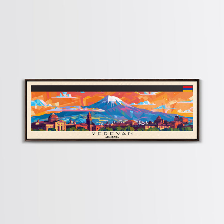 Yerevan Armenia Travel Art, City Art, Framed Canvas Print or Metal Wall Art, Europe Travel Poster, Panoramic Wall Art, Extra Wide Wall Art