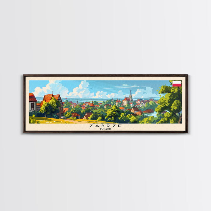 Zabrze Poland Wall Art, Panoramic Travel Poster, Panoramic Framed Canvas Print, City Wall Art, Wall Hanging Home Decor, Travel Art