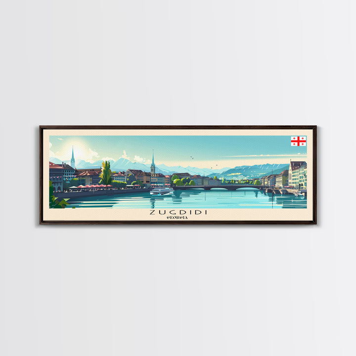 Zugdidi Georgia Travel Print Wall Art, Panoramic City Art, Travel Art, Wall Decor, Vacation Gift, Framed Canvas Print Or Metal Art