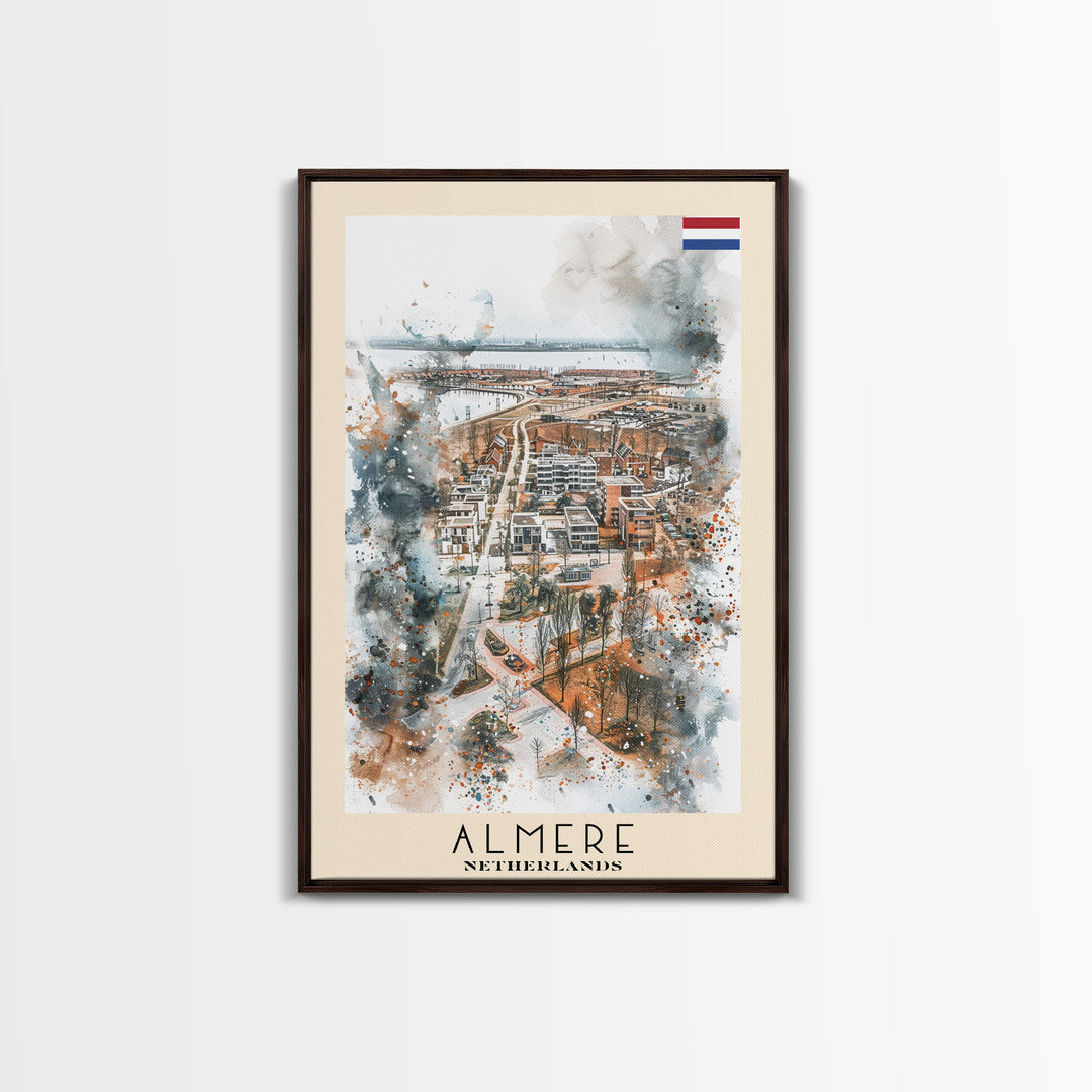 Almere Netherlands Modern City Travel Poster Art, Framed Canvas Print, Unique Wall Art for Living Room, Bedroom Decor, Home Decoration