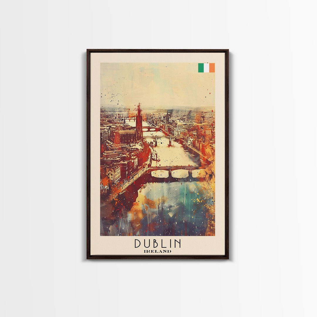 Vibrant Dublin, Ireland Framed Canvas Print. Perfect Wall Art for Living Room or Bedroom Decor, Captivating Travel Poster Art.