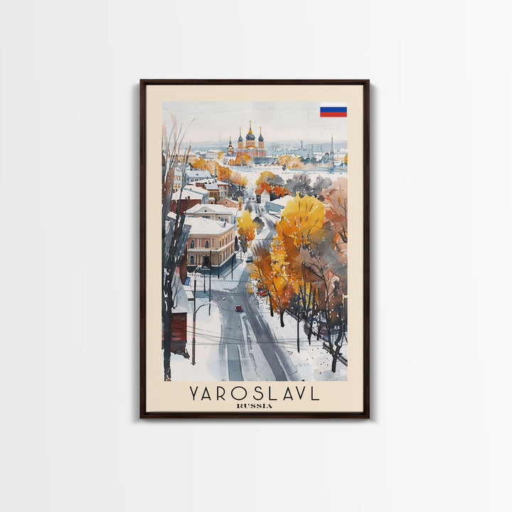 Yaroslavl Russia Travel Poster Framed Canvas Print, Watercolor Painting, Scenic Wall Art, Home Decor, Russian Landscape, Perfect Gift Idea