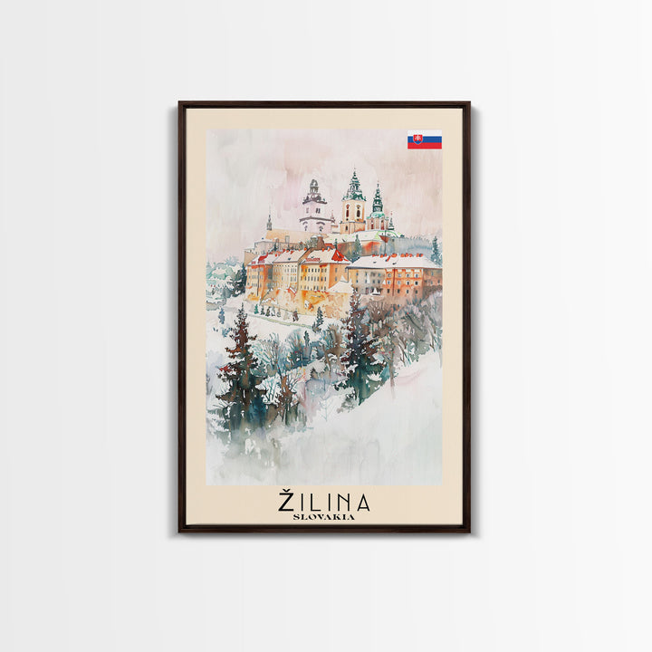 Žilina Slovakia Winter Wonderland Art Print, Charming Town Canvas Print for Home Decor, Travel Poster for Living Room Wall Art, Slovakian Scene